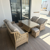 Rosa Rattan 3 lü Oturma Grubu 8 Parça Kapuçino